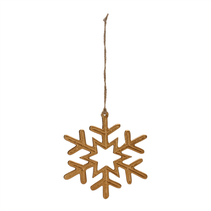Gold Metal Snowflake Ornament (Set of 12)
