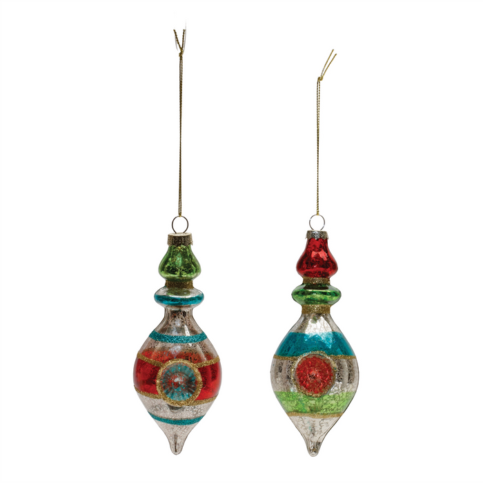 Multicolor Mercury Glass Reflector Drop Ornament (Set of 12)