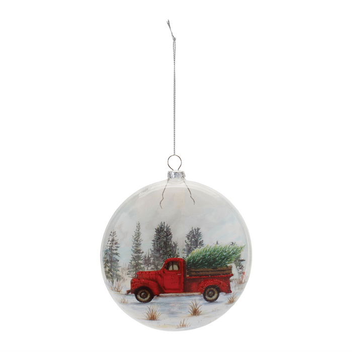 Glittered Glass Pickup Truck Ball Ornament (Set of 6)