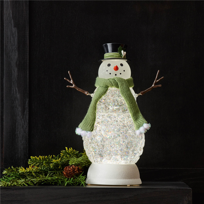 LED Snowman Snow Globe 11"H