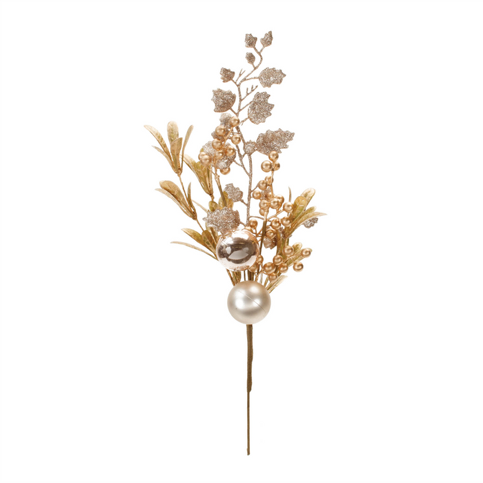 Berry and Ornament Spray (Set of 4) 19"H Plastic