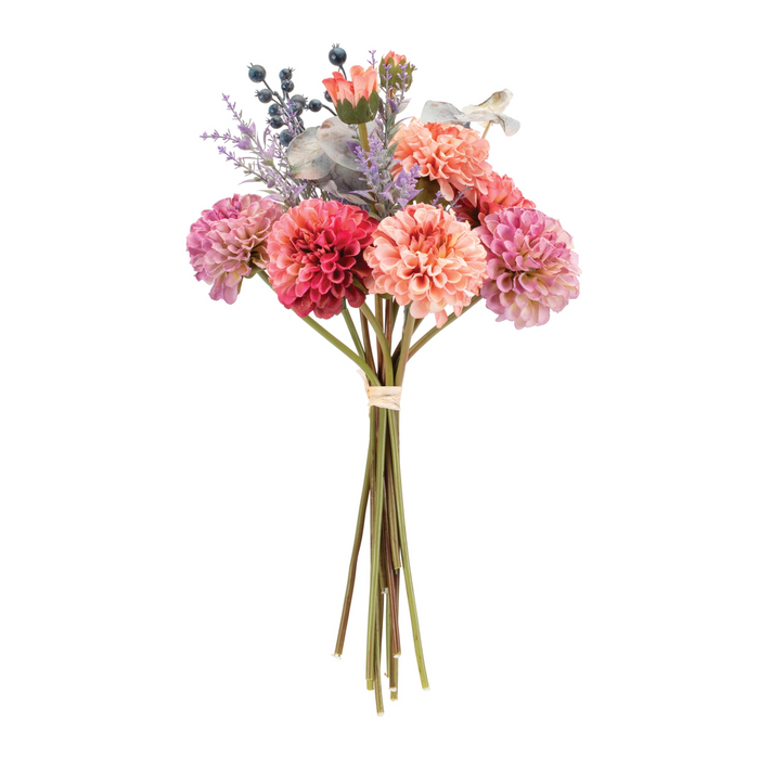Mixed Zinnia Bouquet (Set of 2) 18”H Polyester