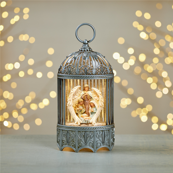 LED Snow Globe w/Holy Family and Angel 11”H Plastic 3 AA Batteries Not Included/USB Cord Included 6