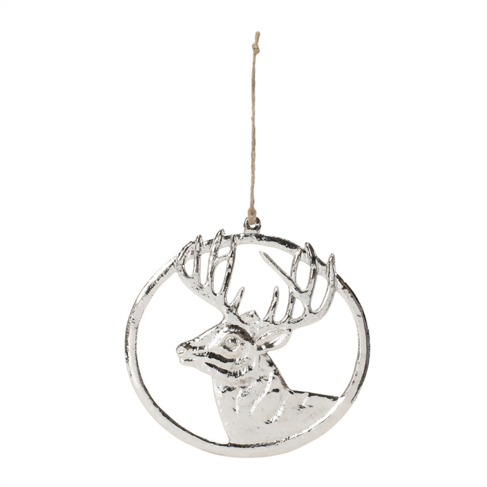 Deer Mount Ornament (Set of 12) 6"H Aluminum