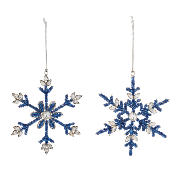 Beaded Metal Snowflake Ornament (Set of 12)