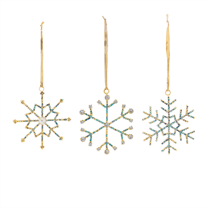 Jeweled Metal Snowflake Ornament (Set of 12)