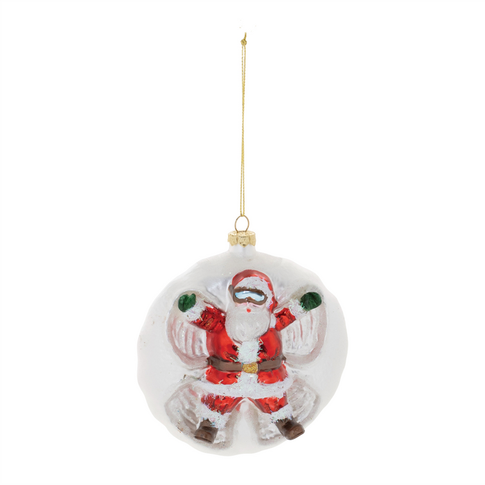 Santa/Snow Angel Ball Ornament (Set of 6) 4”D Glass