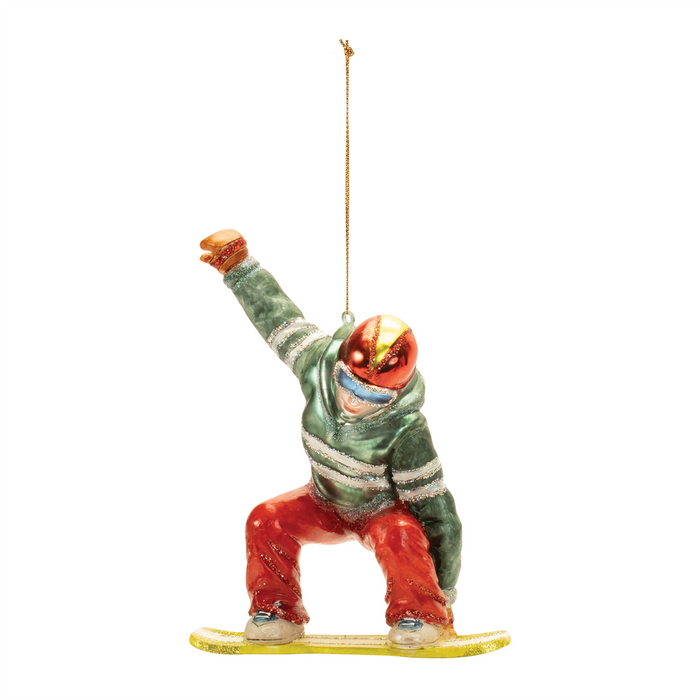 Glittered Glass Snowboarder Ornament (Set of 6)