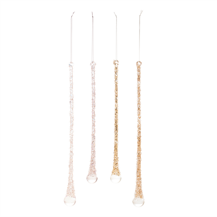 Glitter Drop Ornaments – Set of 24