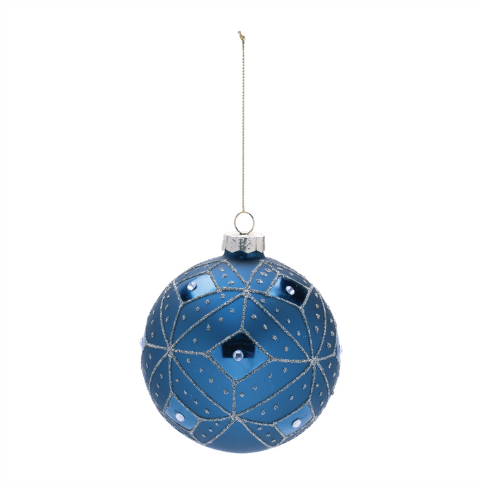 Geometric Glittered Glass Ball Ornament (Set of 6)