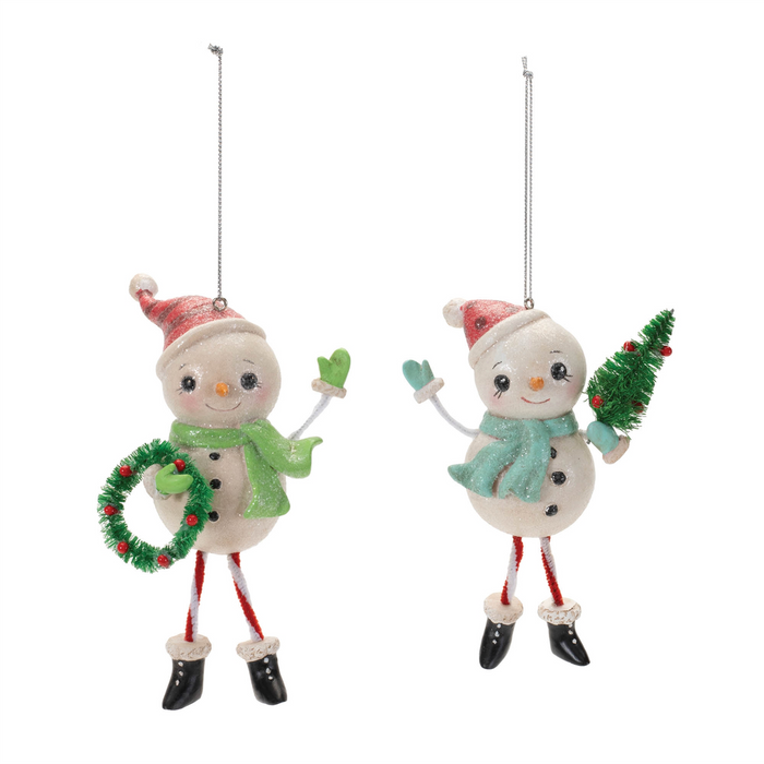 Snowman Ornament (Set of 12) 4”H Resin