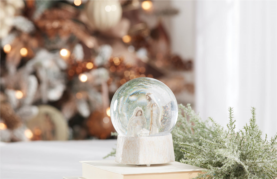 Musical Nativity Scene Snow Globe 5.75"H