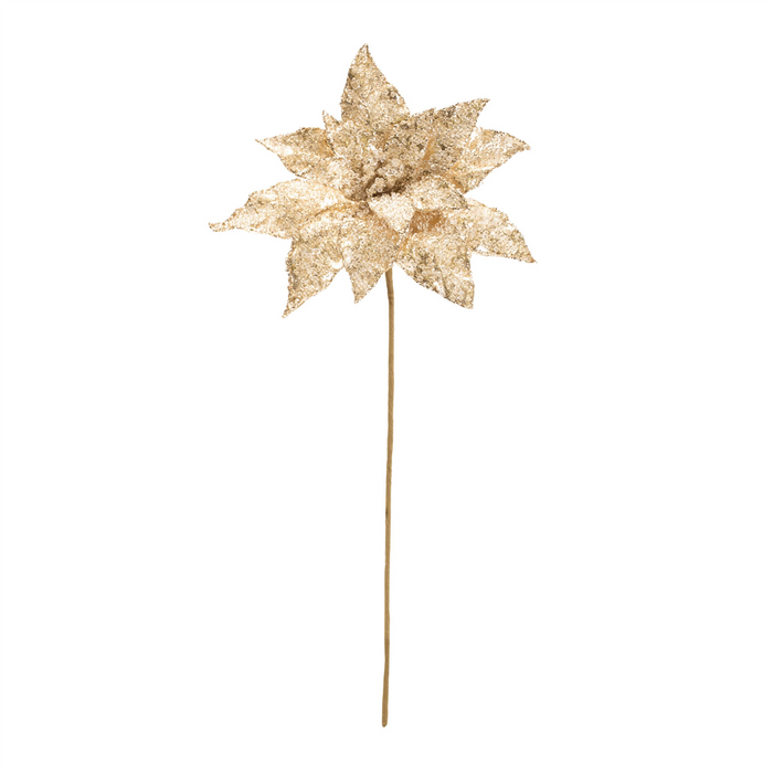 Beaded Poinsettia Flower Stem (Set of 6)