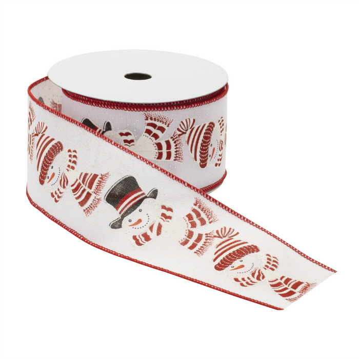 Glittered Snowman Wired Ribbon (Set of 2)