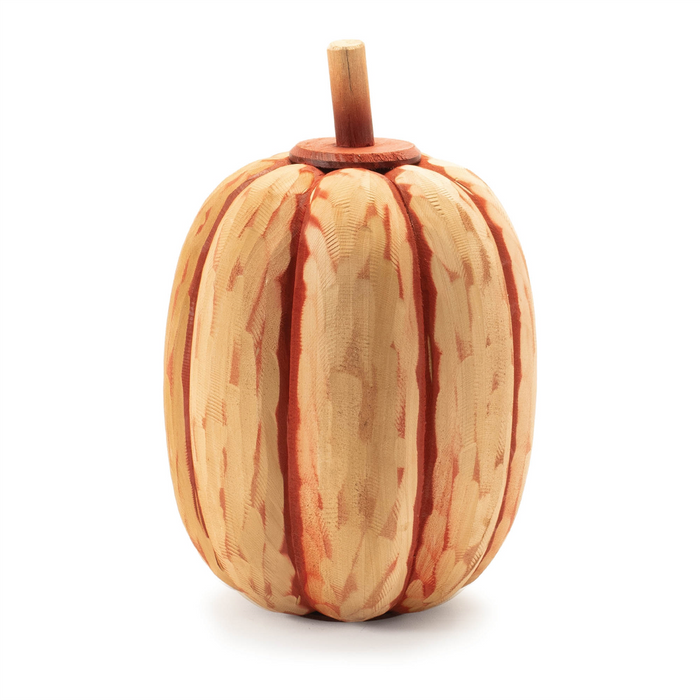 Carved Fir Wood Pumpkin Decor (Set of 2)