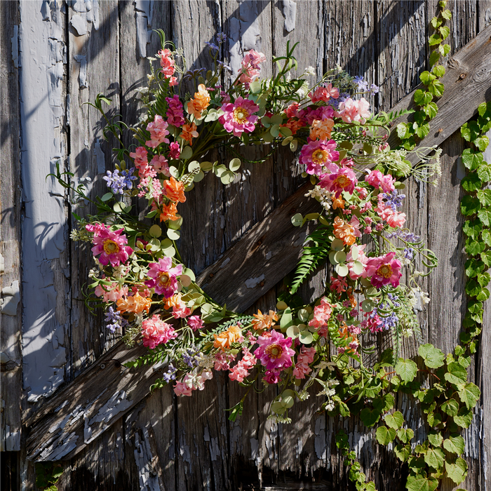 Mixed Floral Wreath 20”D Polyester