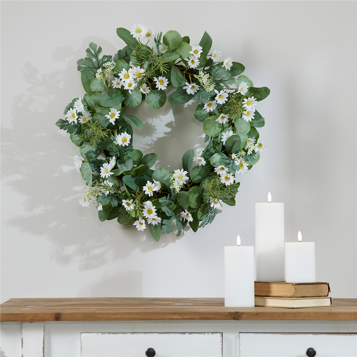 Mini Daisy Wreath 22”D Polyester