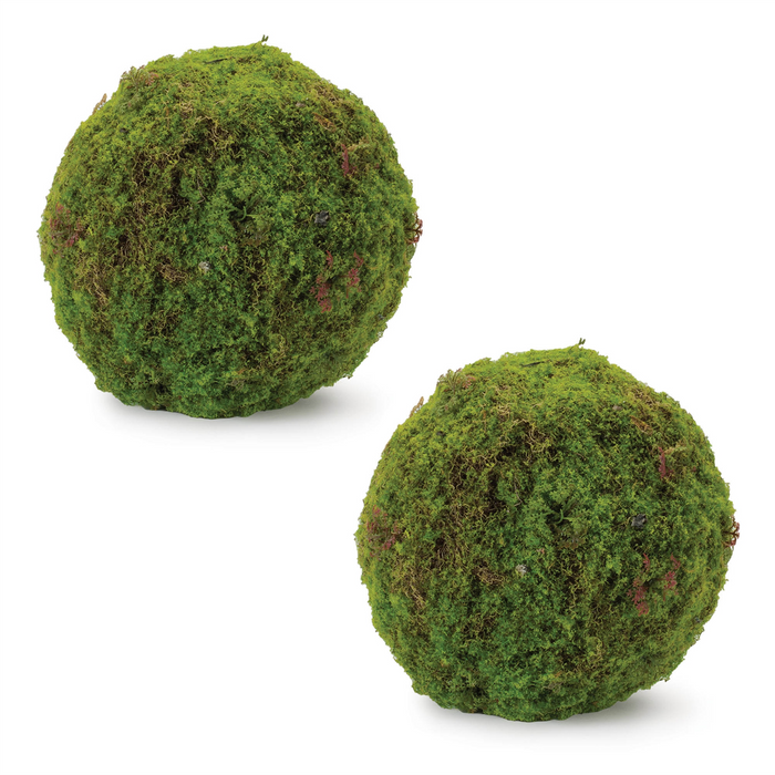Moss Orb (Set of 2) 8.5”D Plastic/Polyester