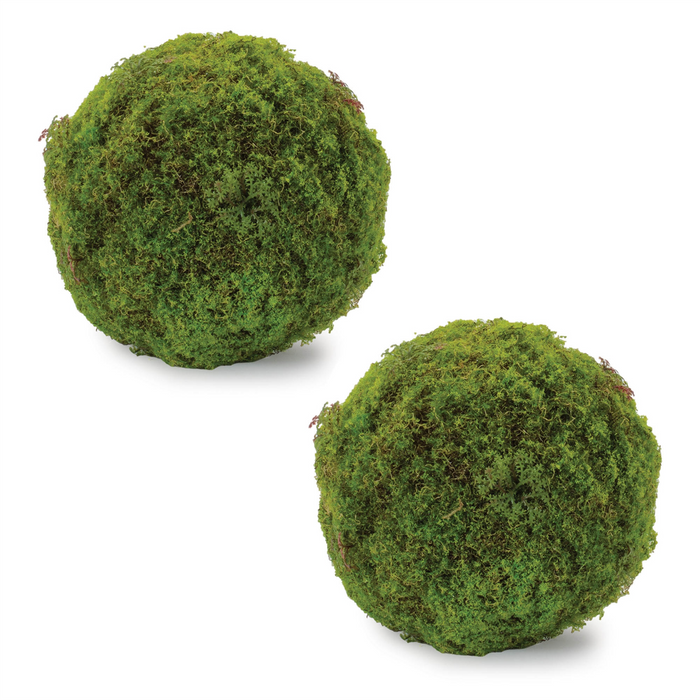 Moss Orb (Set of 2) 7”D Polyester/Plastic