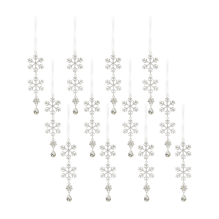 Jewel Tiered Snowflake Ornament Drop (Set of 12)