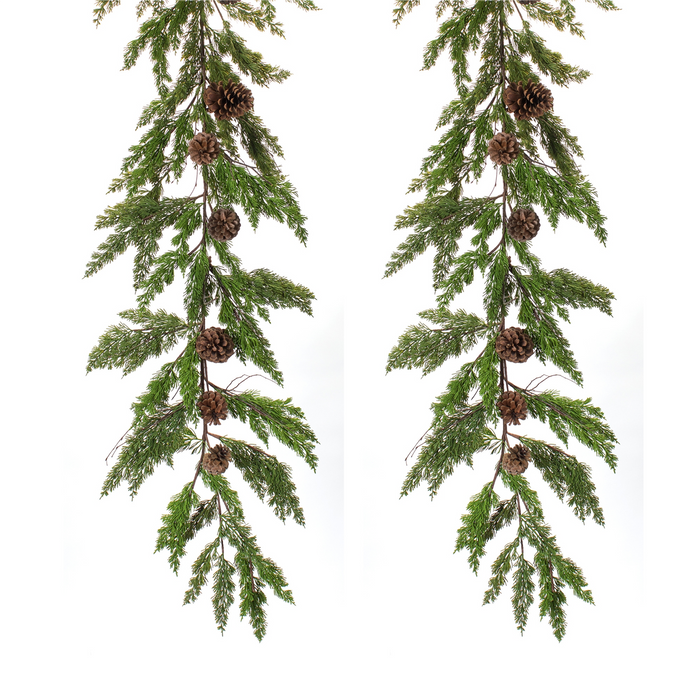 Winter Pine Garland with Pinecone Accents (Set of 2)