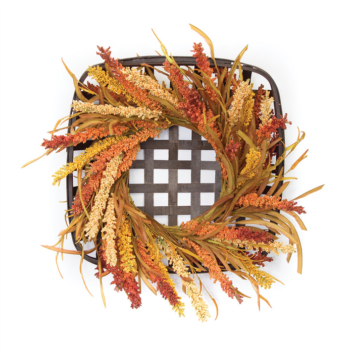 Wreath and Wicker Wall Decor 20"SQ