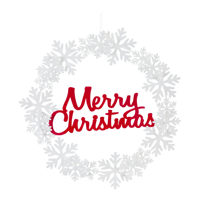 Metal Cut Out Merry Christmas Wreath 19.25"D
