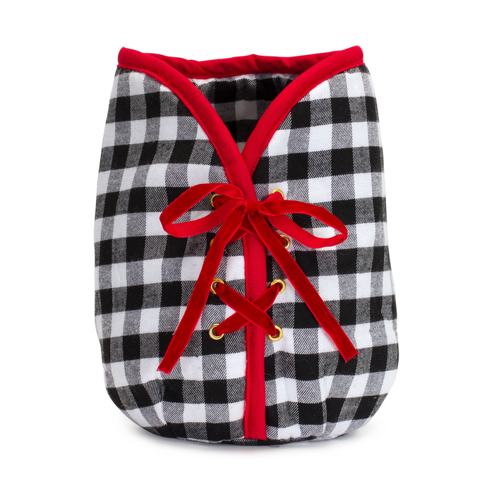 Plaid Christmas Tree Pot Cover 9"H