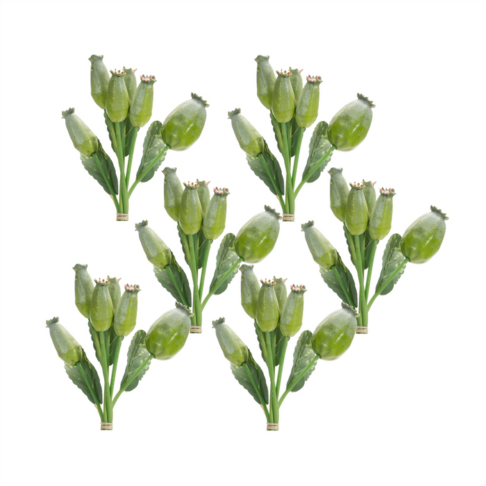 Poppy Pod Bundle (Set of 6) 9.5”H Foam/Plastic