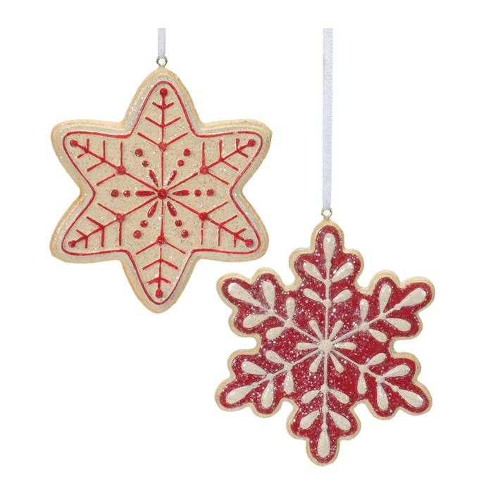 Gingerbread Snowflake Ornament (Set of 12) 4”H Resin