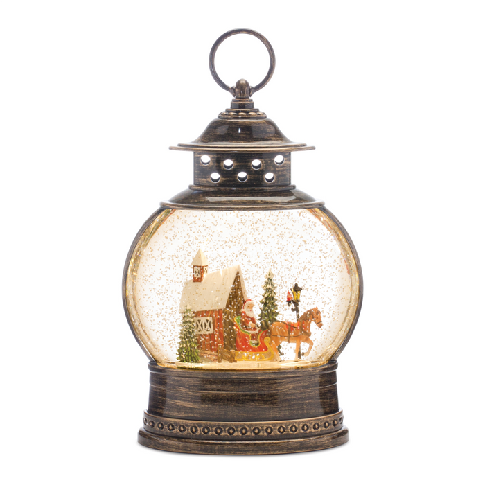 LED Snow Globe with Santa's Sleigh 11.5"H