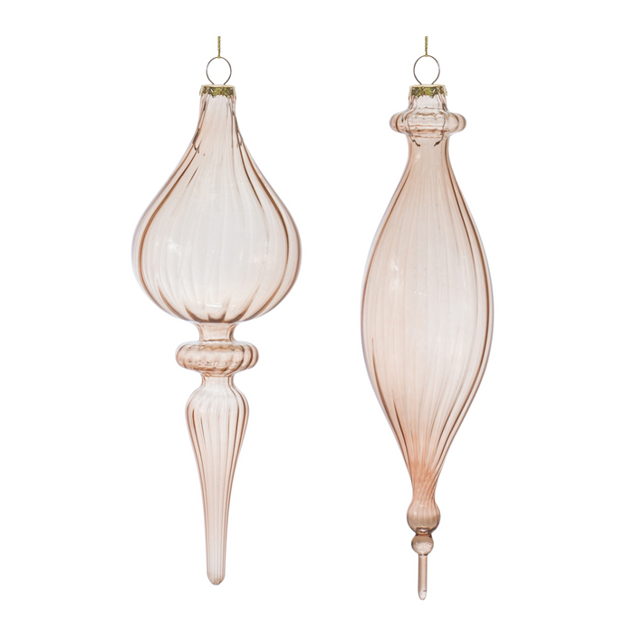 Ribbed Glass Finial Ornament (Set of 6)