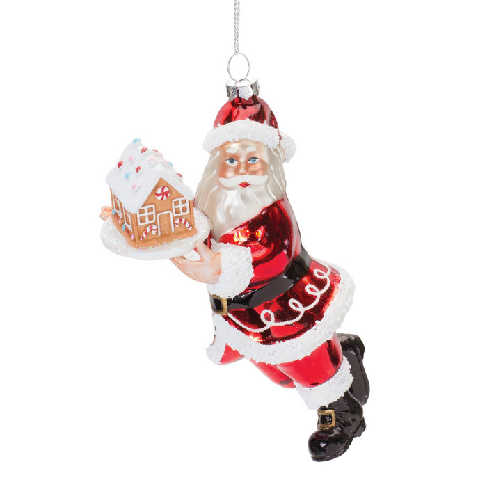 Glass Santa with Gingerbread Ornament (Set of 6)