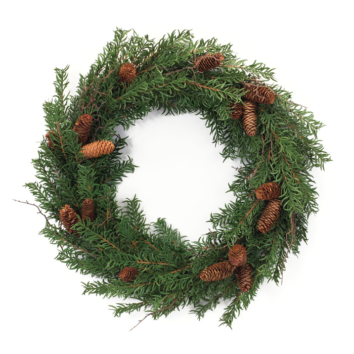 Mixed Pine Cone Wreath 26"D