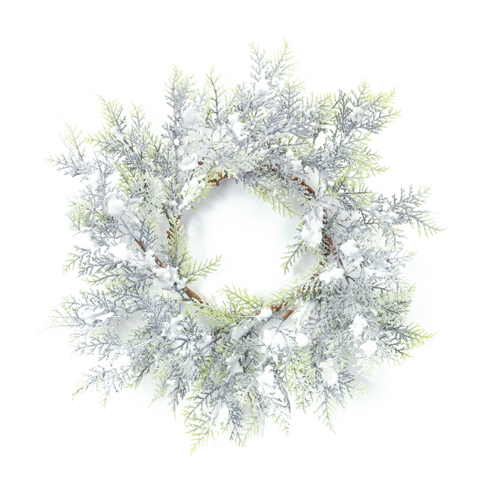 Flocked Cedar Wreath 15"D