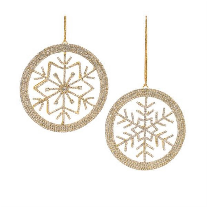 Snowflake Ornament (Set of 6) 4.5”H Iron/Glass Beads