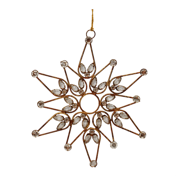 Snowflake Ornament (Set of 4) 9.5”H Iron/Beads