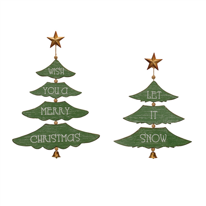 Christmas Pine Tree Wall Sign (Set of 2)
