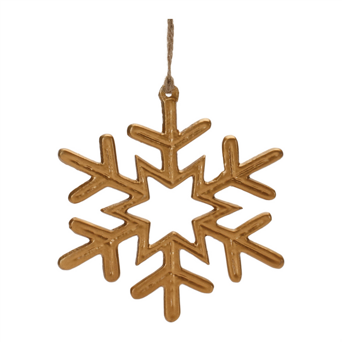 Gold Metal Snowflake Ornament (Set of 12)