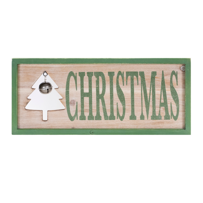 Wood Framed Christmas Bell Sign 18"L