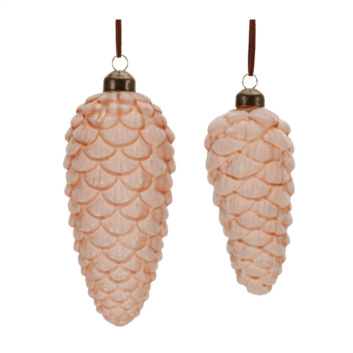 Pine Cone Ornament (Set of 6) 5.5"H, 7"H Glass