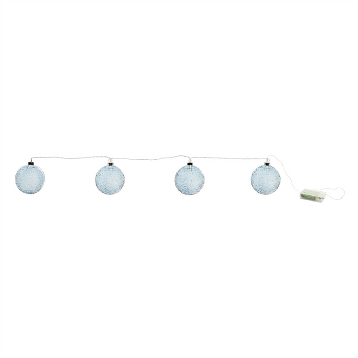 LED Blue Crackle Glass Ball Ornament String