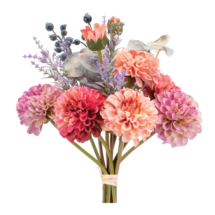 Mixed Zinnia Bouquet (Set of 2) 18”H Polyester