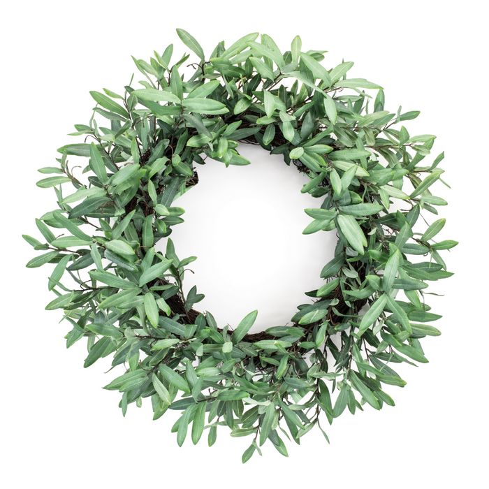 Olive Leaf Wreath 28”D Polyester/Twig