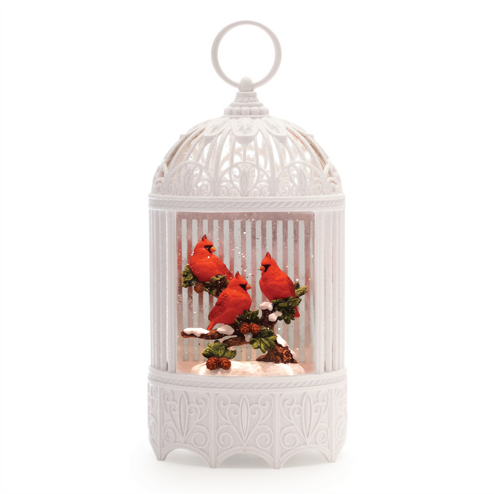 LED Cardinal Branch Snow Globe 11"H