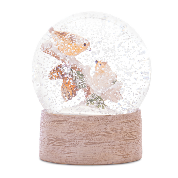 Snow Globe with Bird Branch 4.5"H
