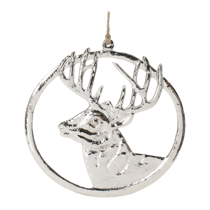 Deer Mount Ornament (Set of 12) 6"H Aluminum