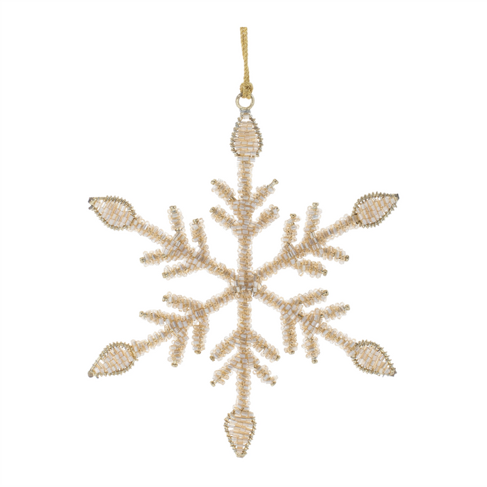 Snowflake Ornament (Set of 12) 6”H Iron/Glass Beads