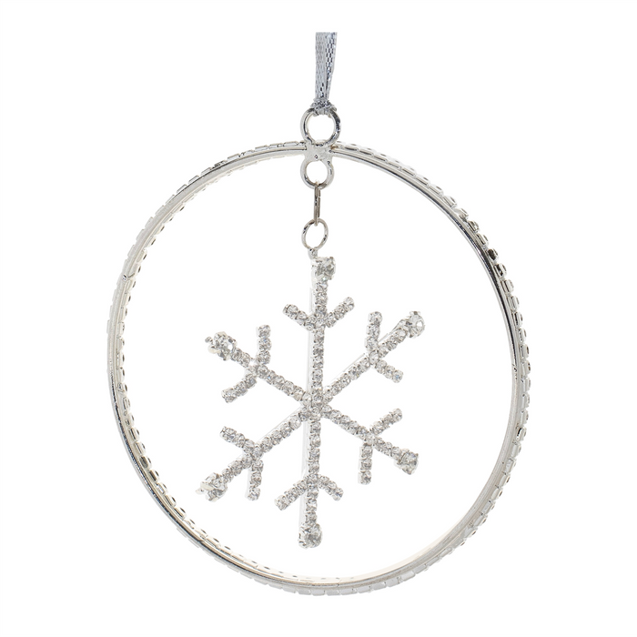 Jeweled Metal Hanging Snowflake Ornament (Set of 12)