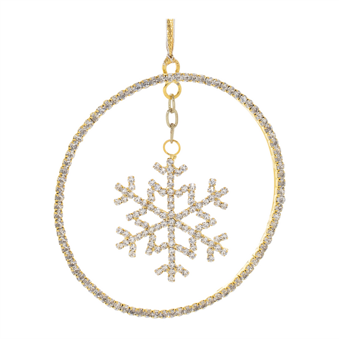 Jeweled Metal Hanging Snowflake Ornament (Set of 12)